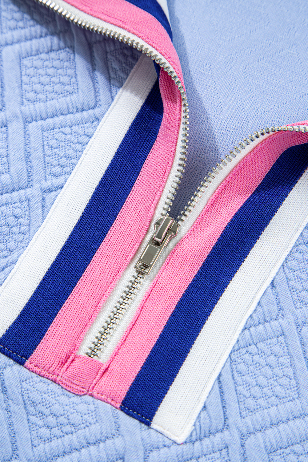 Beau Blue Striped Pop of Color Collared Checkered Textured Plus Size Dress Divine Design4U