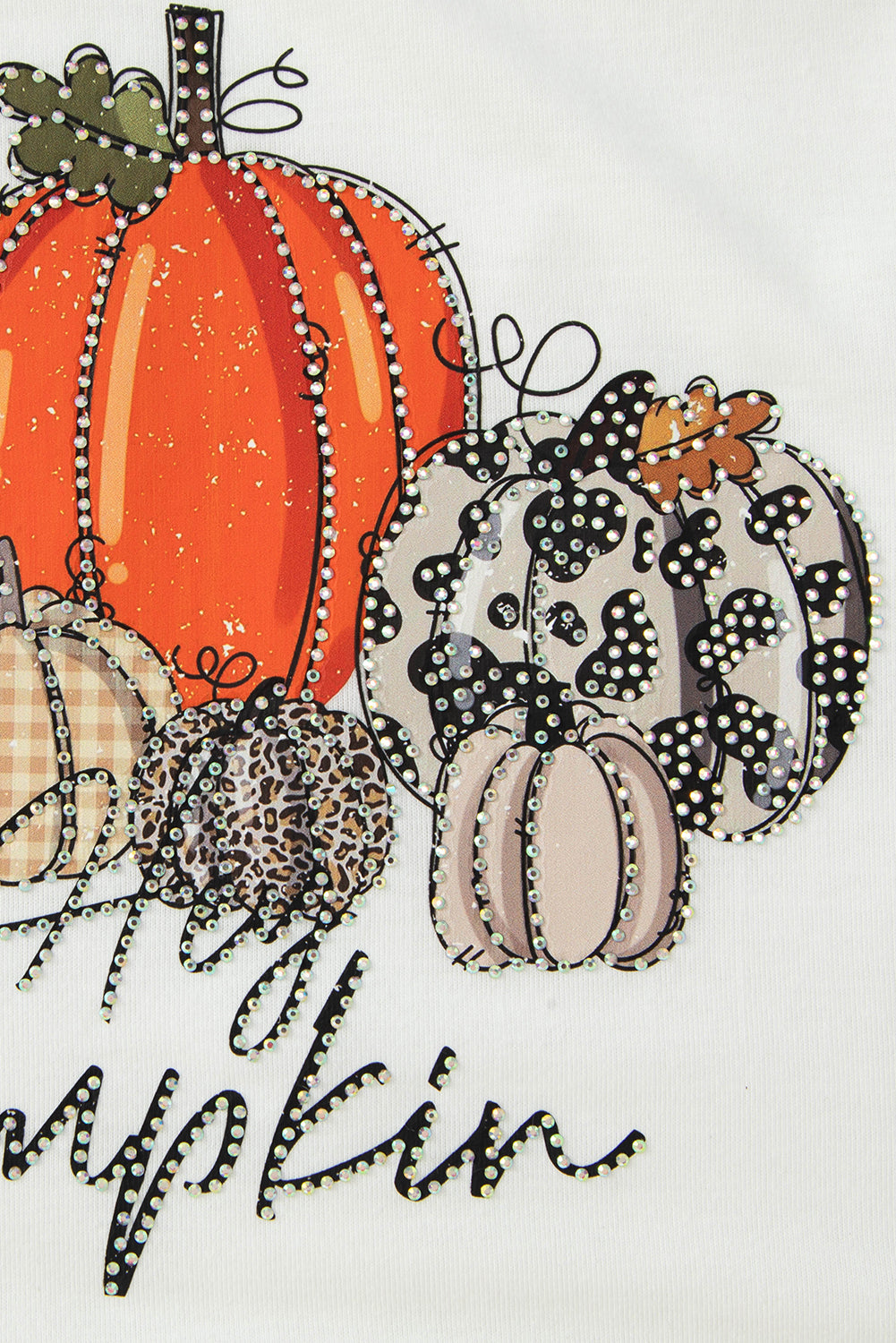 Sparkling White Rhinestone "Hey Pumpkin" Thanksgiving Tee