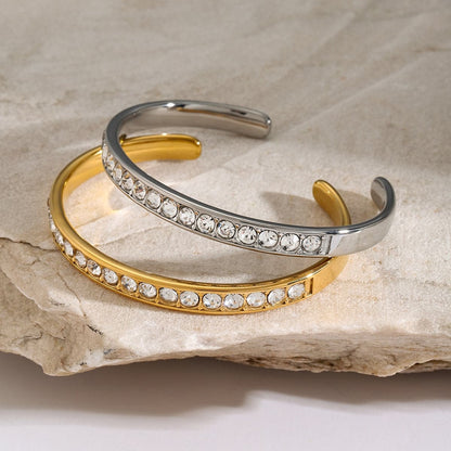 Stainless Steel Inlaid Zircon Bracelet.