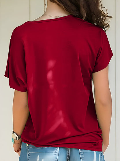 Chic asymmetrical neck tee with short sleeves