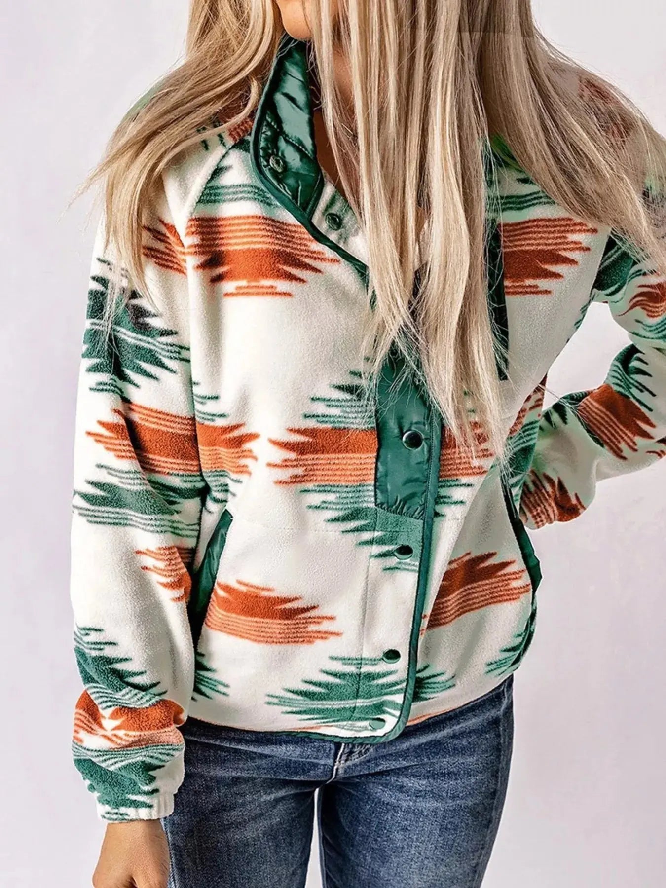 Geometric Snap Down Jacket Simply Love