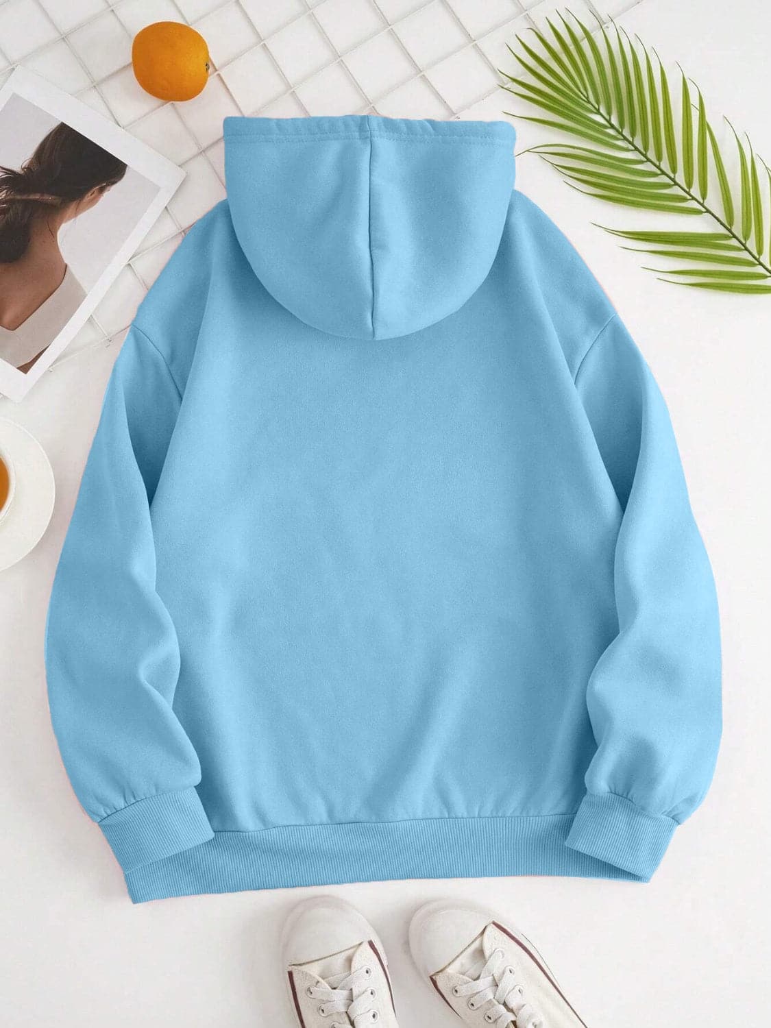 Drawstring Dropped Shoulder Hoodie.