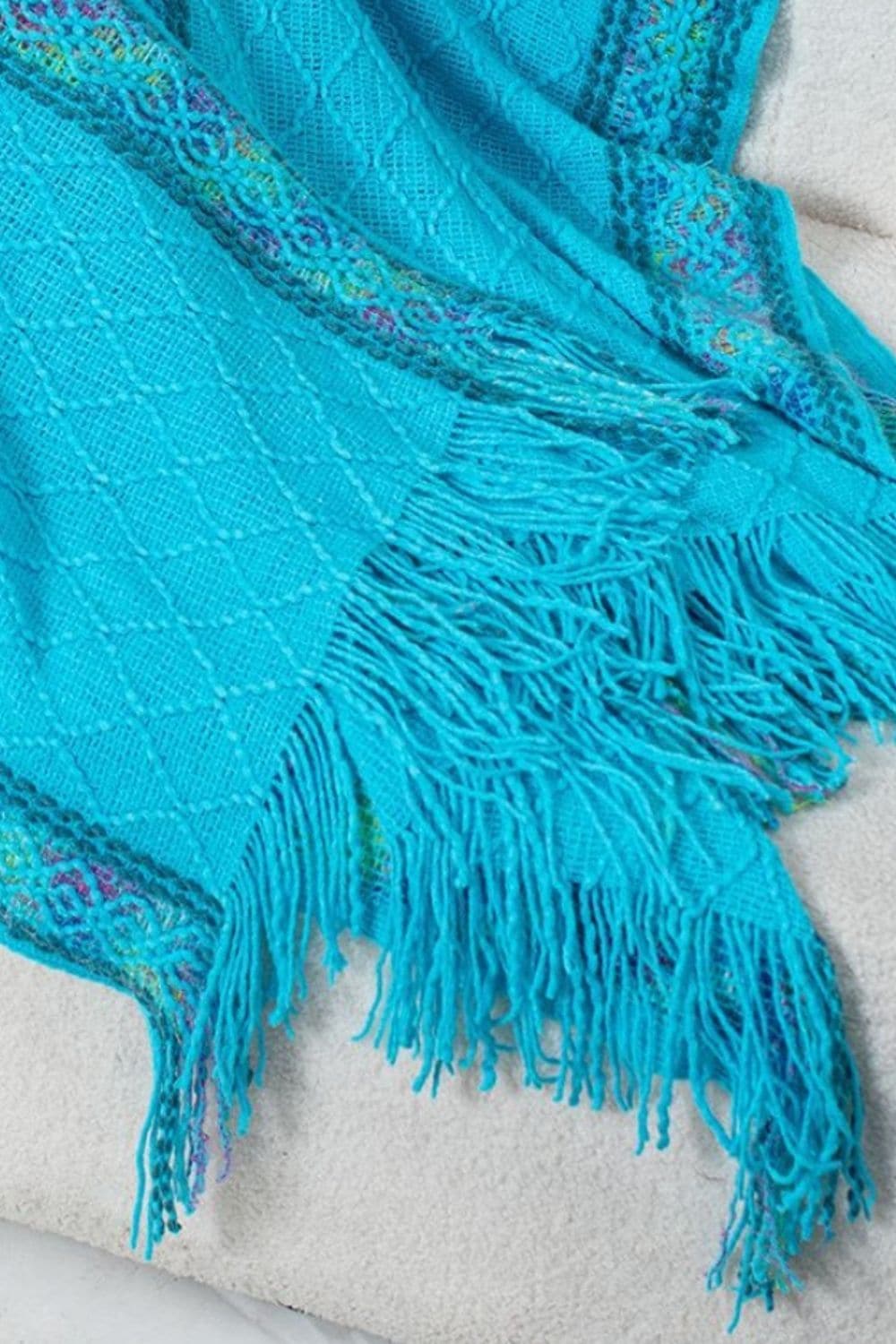 Fringe hooded poncho - acrylic, one size