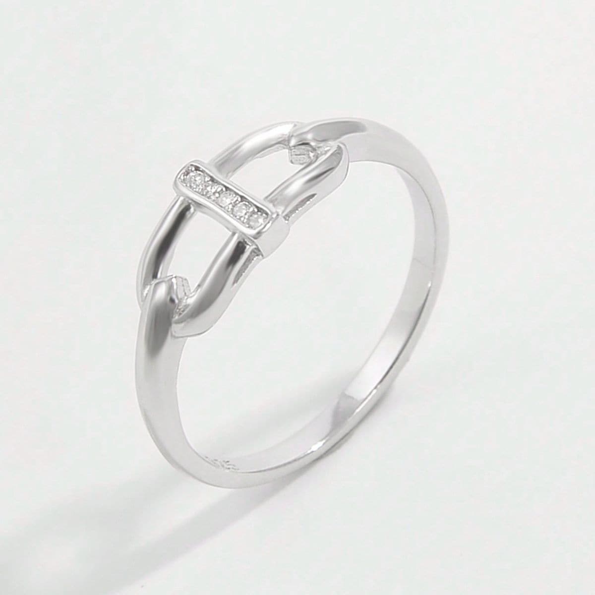 925 Sterling Silver Inlaid Zircon Ring.