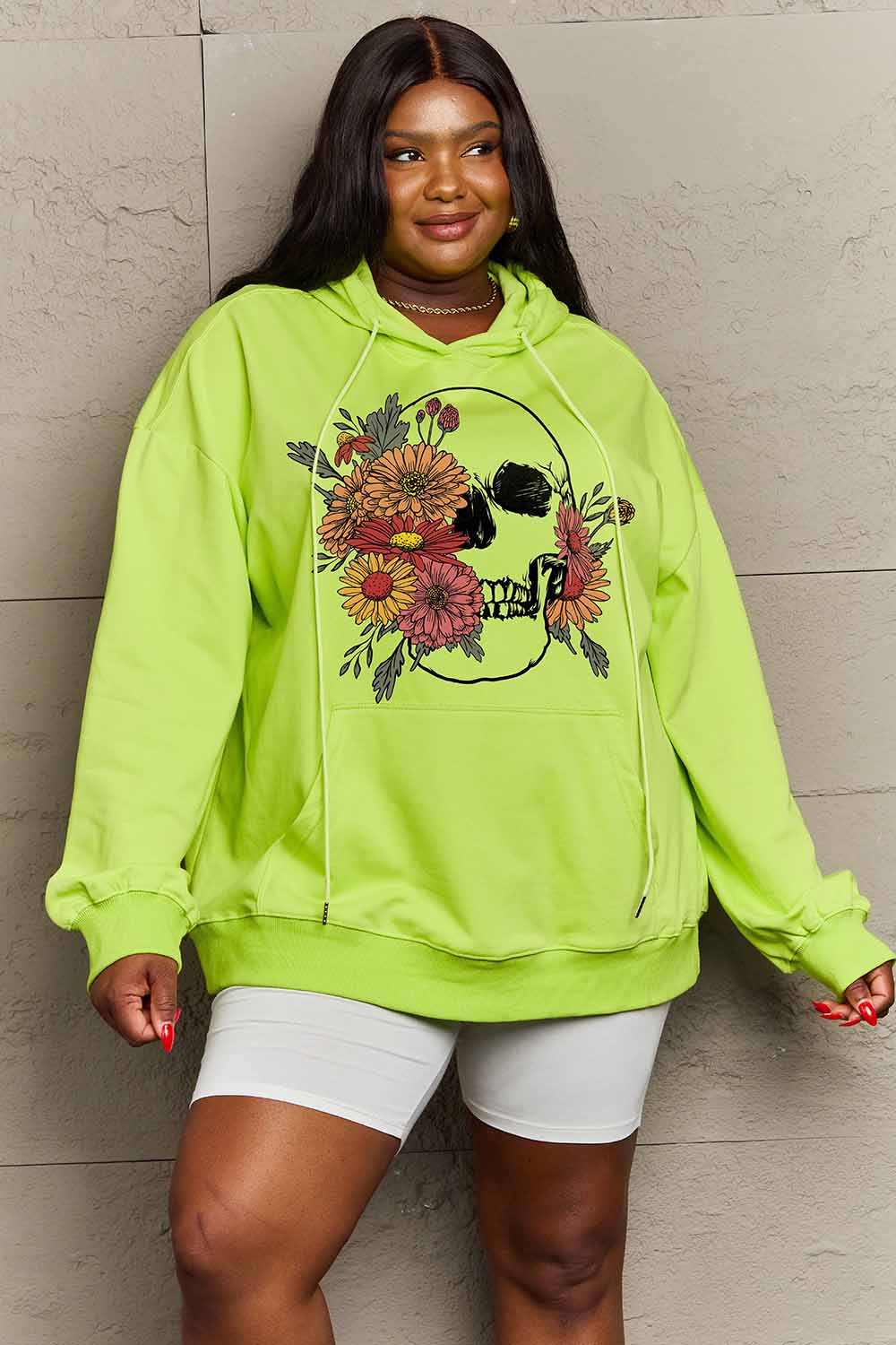 Floral skull graphic hoodie for effortless style and comfort