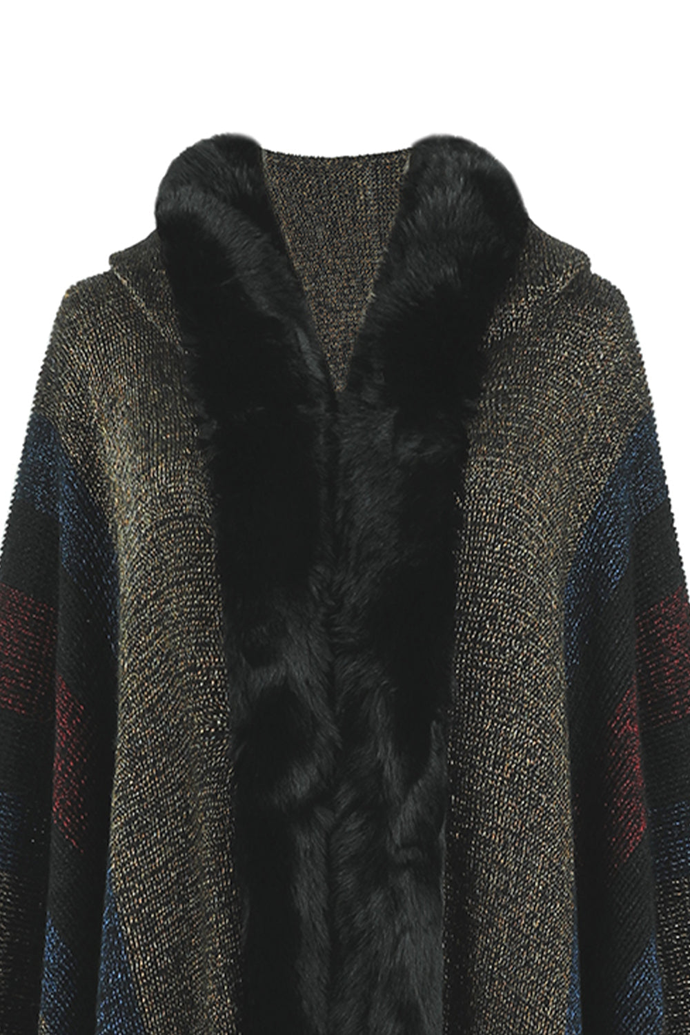 Color Block Fringe Detail Poncho Coco’s Tee Boutique