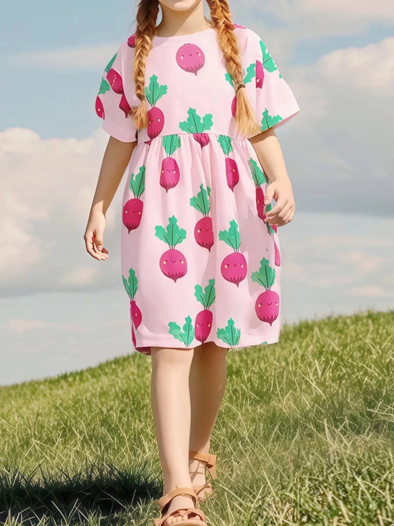 Children's Radish Print Casual Dress Simply Love
