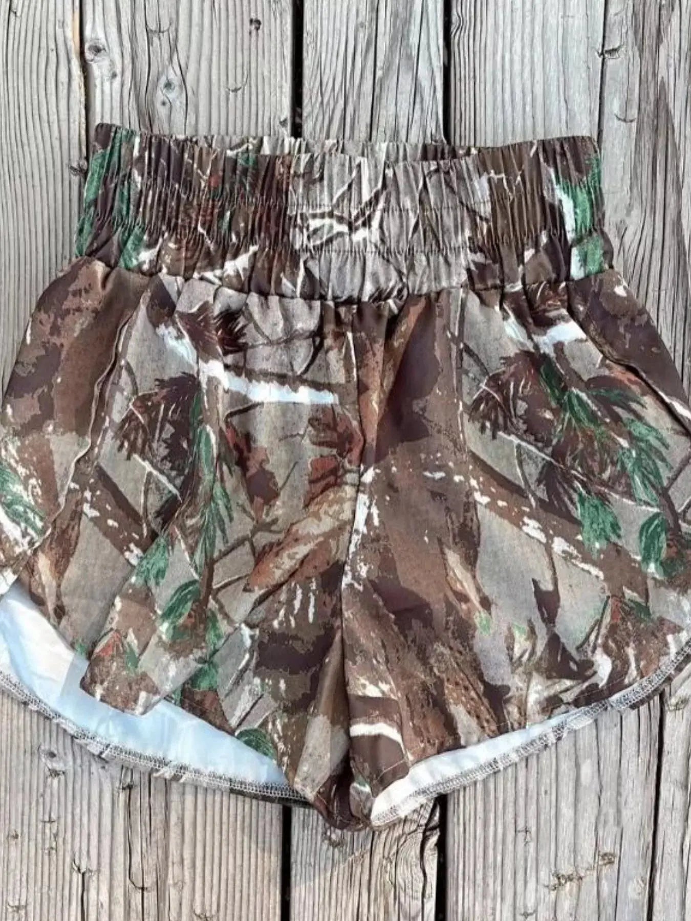 Camo Print Elastic Waist Shorts Simply Love
