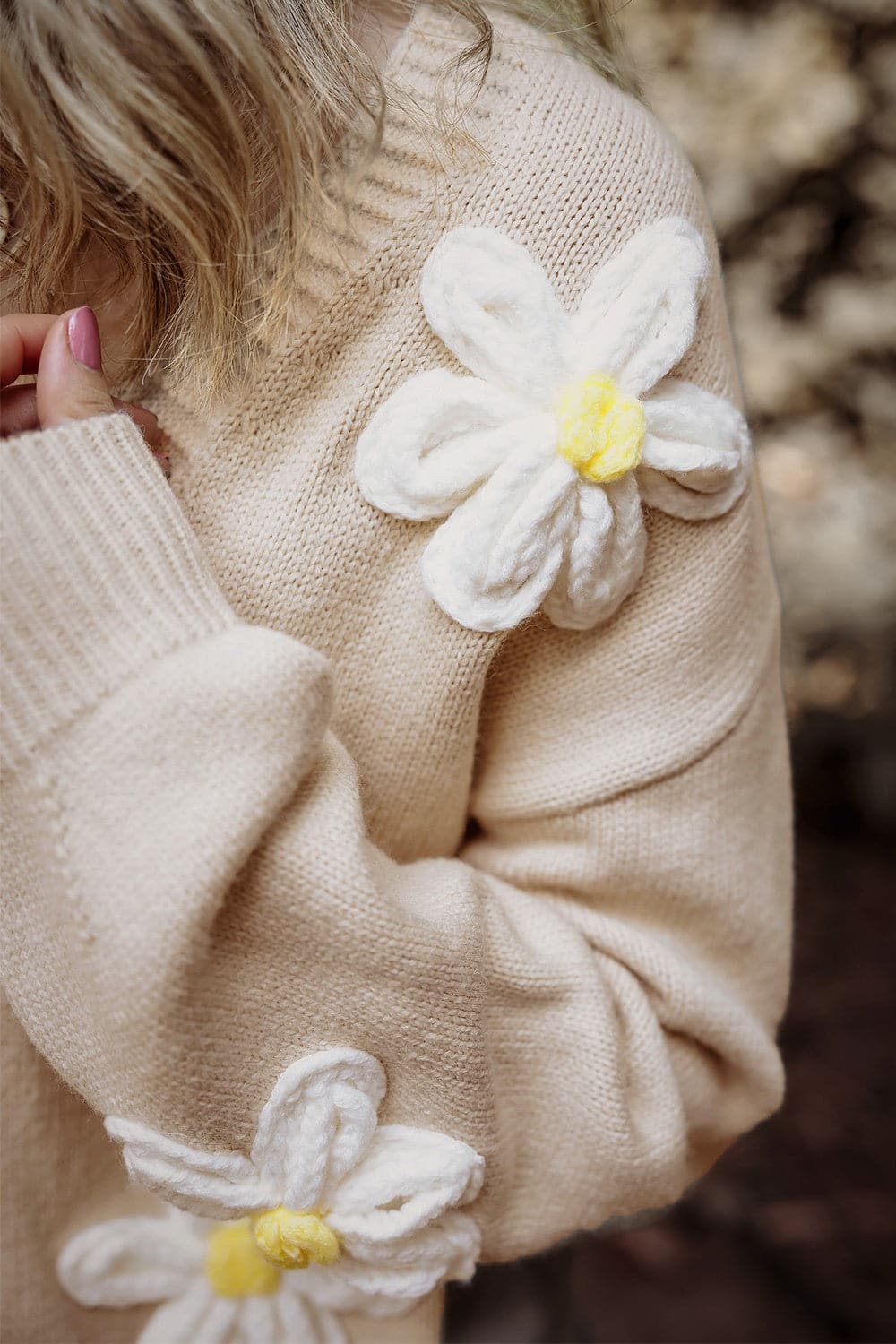 Flower Dropped Shoulder Long Sleeve Cardigan.