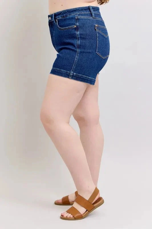 Judy Blue Full Size High Waist Tummy Control Denim Shorts Plus Size Coco’s Tee Boutique