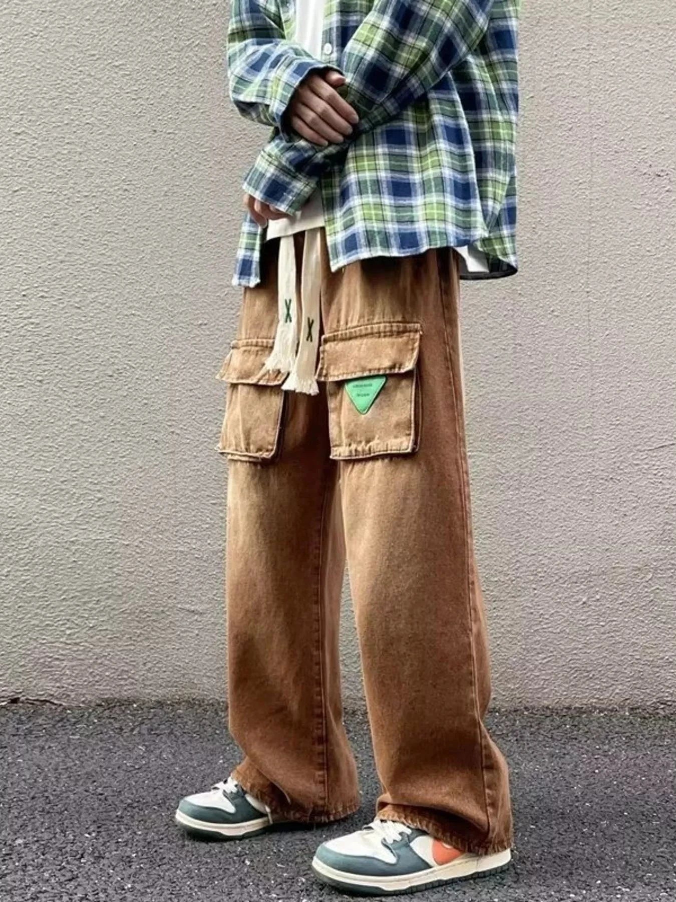 Men's Full Size Vintage Washed Wide Leg Cargo Jeans Plus Size Simply Love