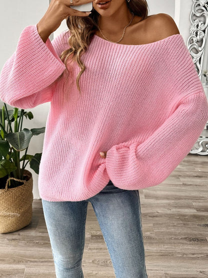 Cozy round neck long sleeve pullover sweater