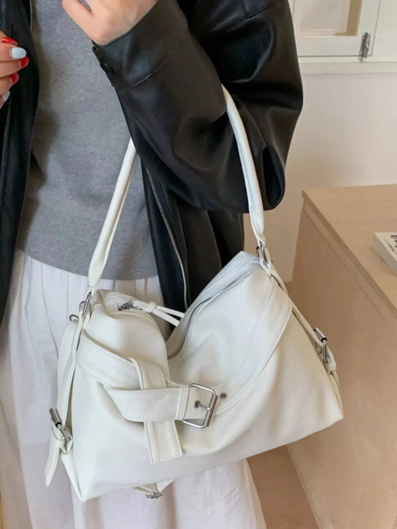 Decor Buckle Leather Shoulder Bag Simply Love