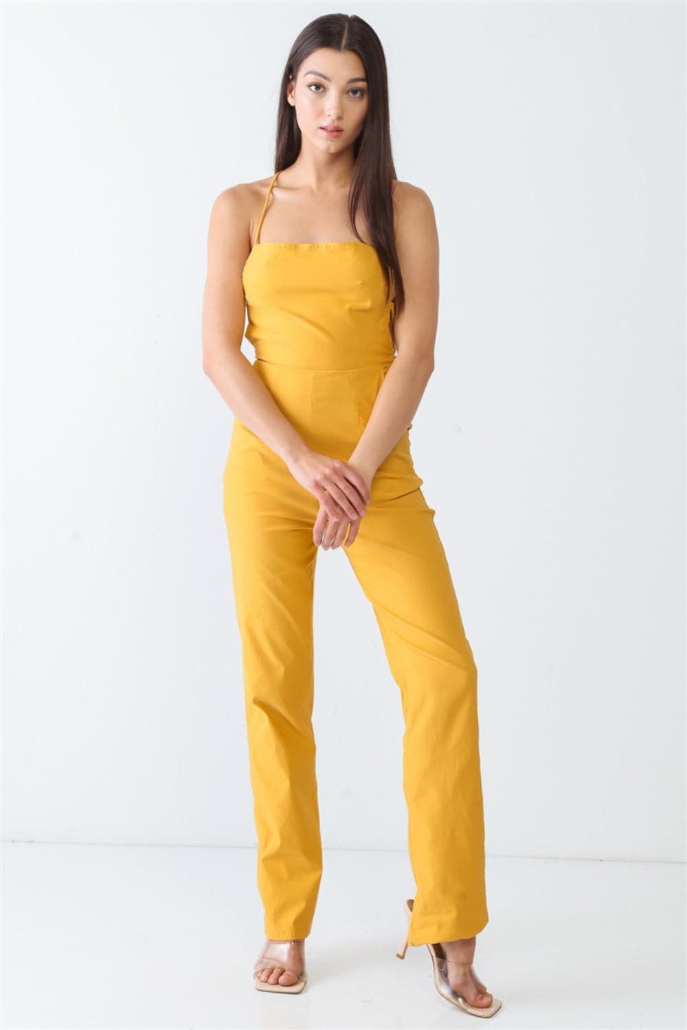 Doreli Group Backless Tied Spaghetti Strap Sleeveless Jumpsuit.