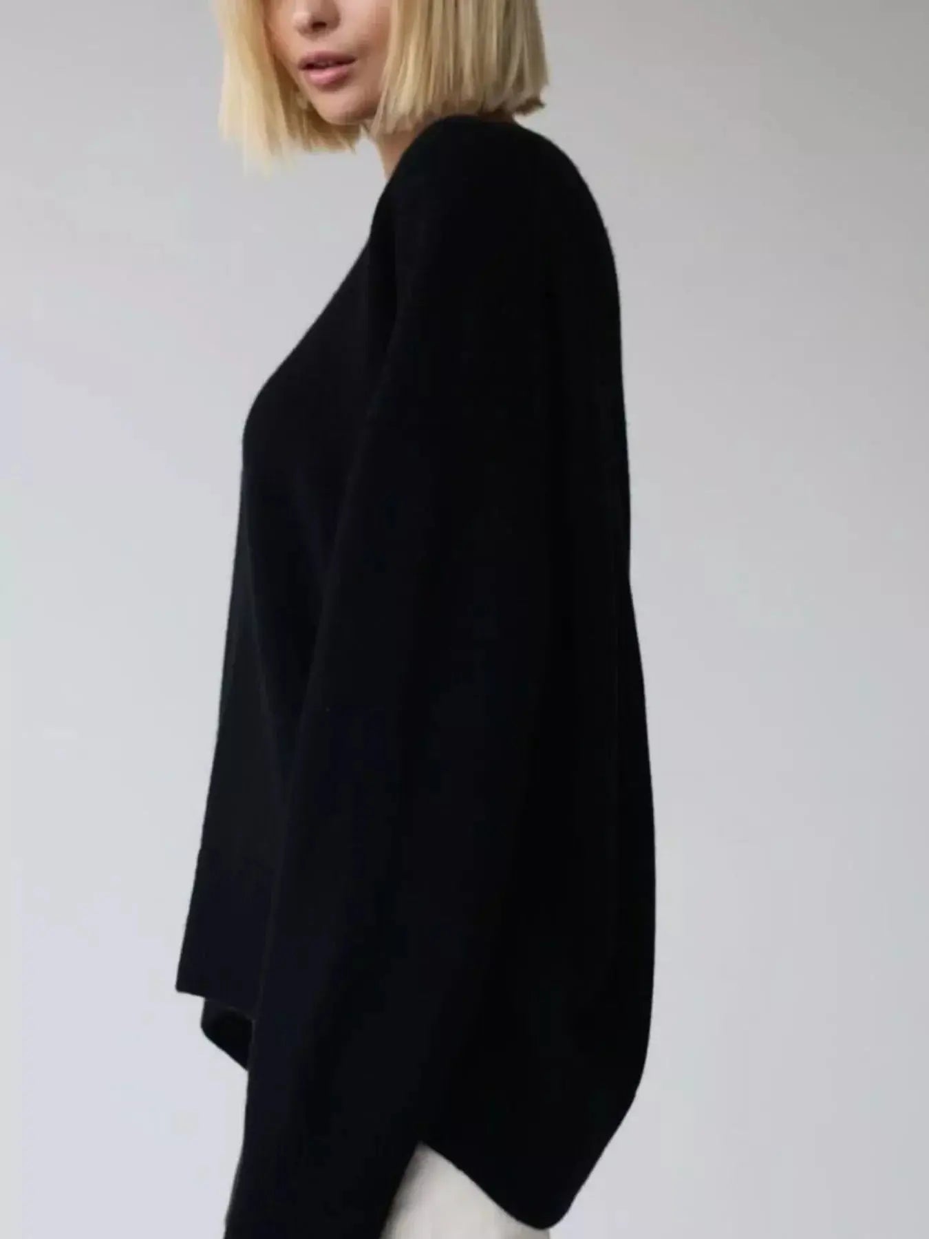 Ribbed Hem Round Neck Sweater Simply Love