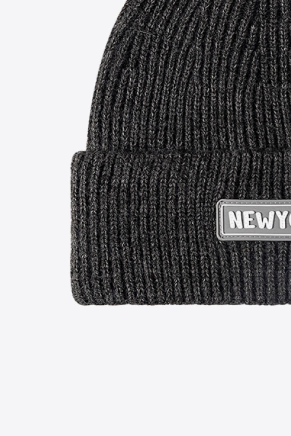 NEWYORK Patch Rib-Knit Cuffed Beanie.