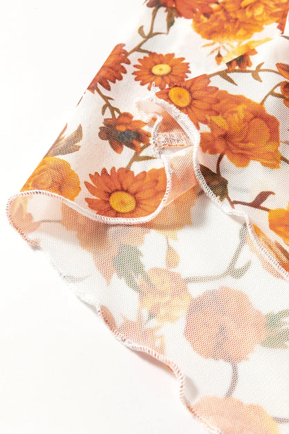 Printed Mock Neck Flare Sleeve Top