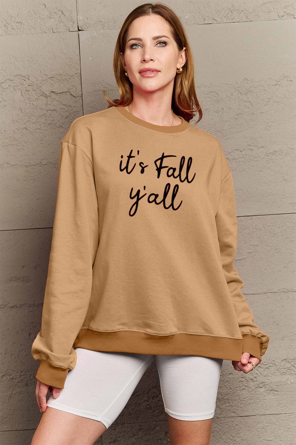 Simply Love Full Size IT'S FALL Y'ALL Graphic Sweatshirt.