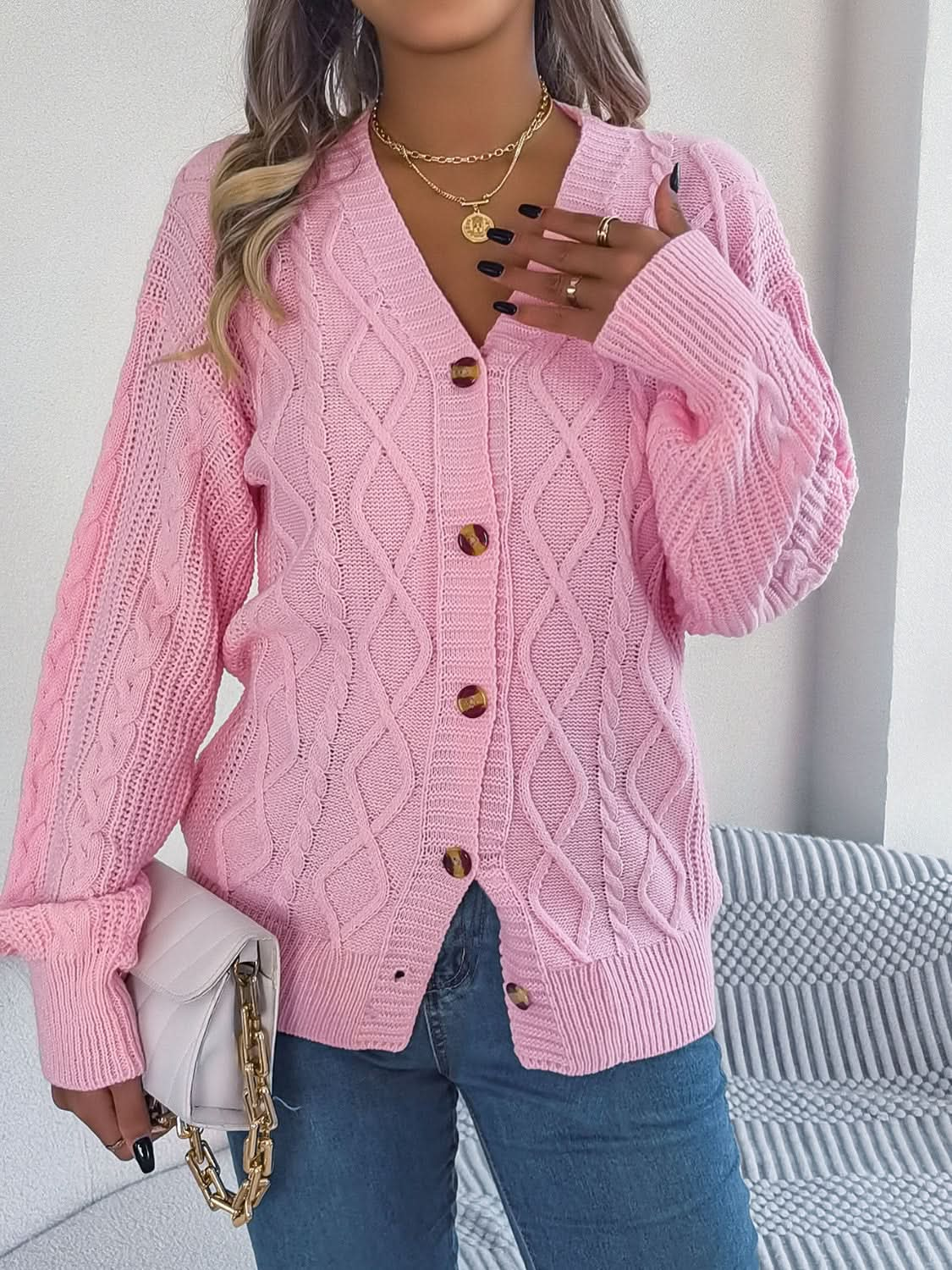 Cozy button detail cardigan