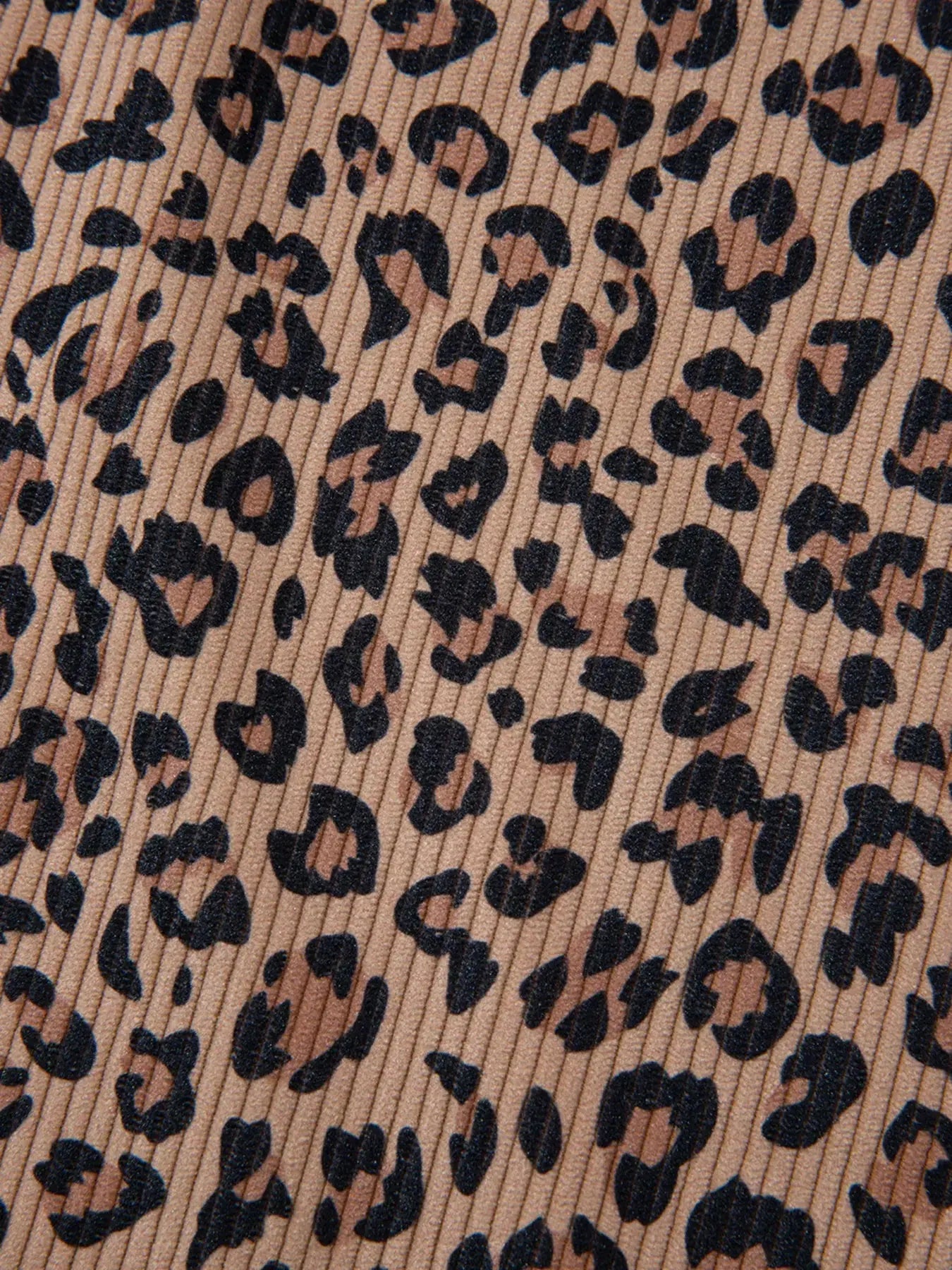 Ribbed Leopard Print Contrast Collar Zip Hoodie Simply Love