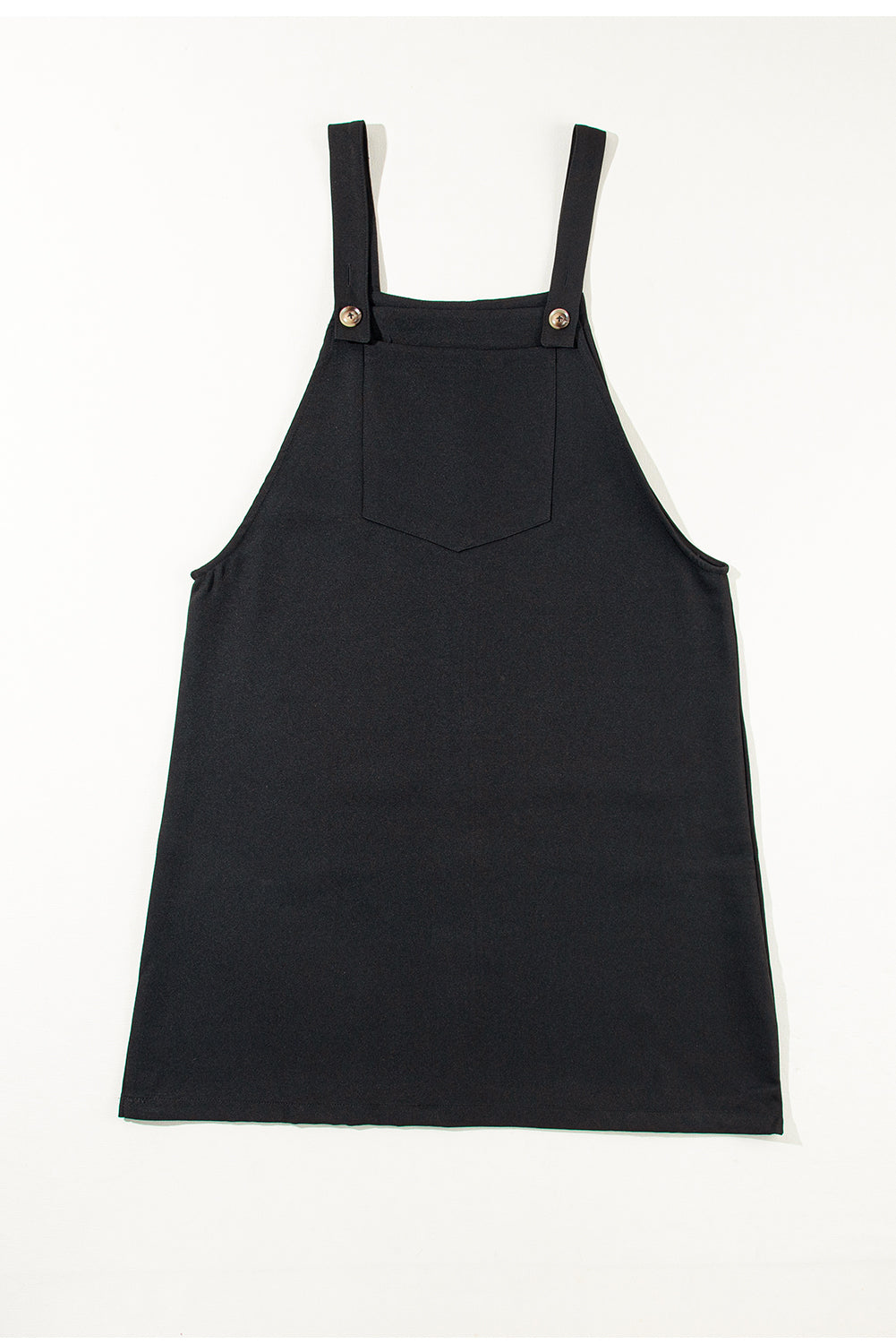 Chic black buttoned strap plus size pinafore dress