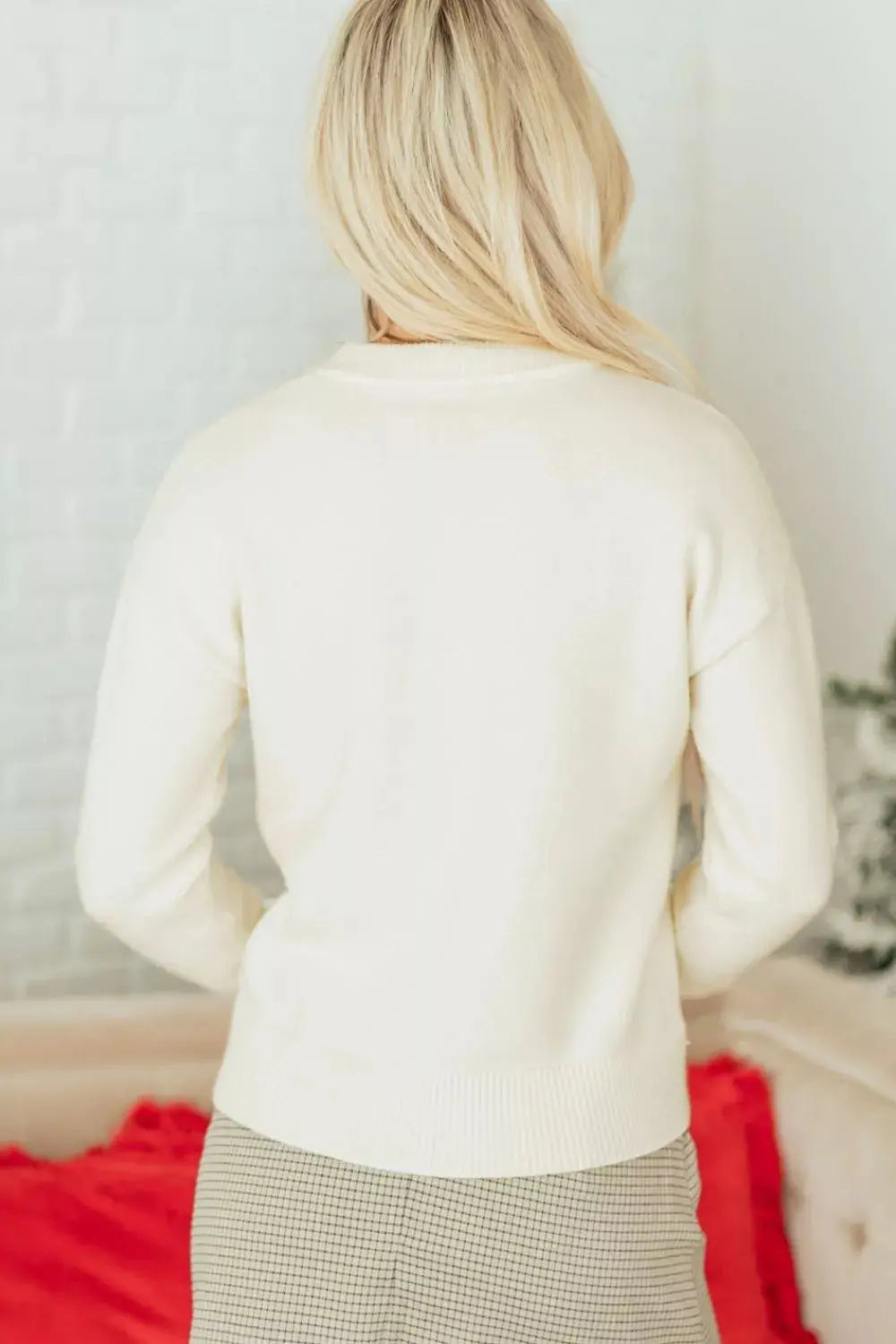 Sequin Bow Embellished Pullover Sweater Simply Love