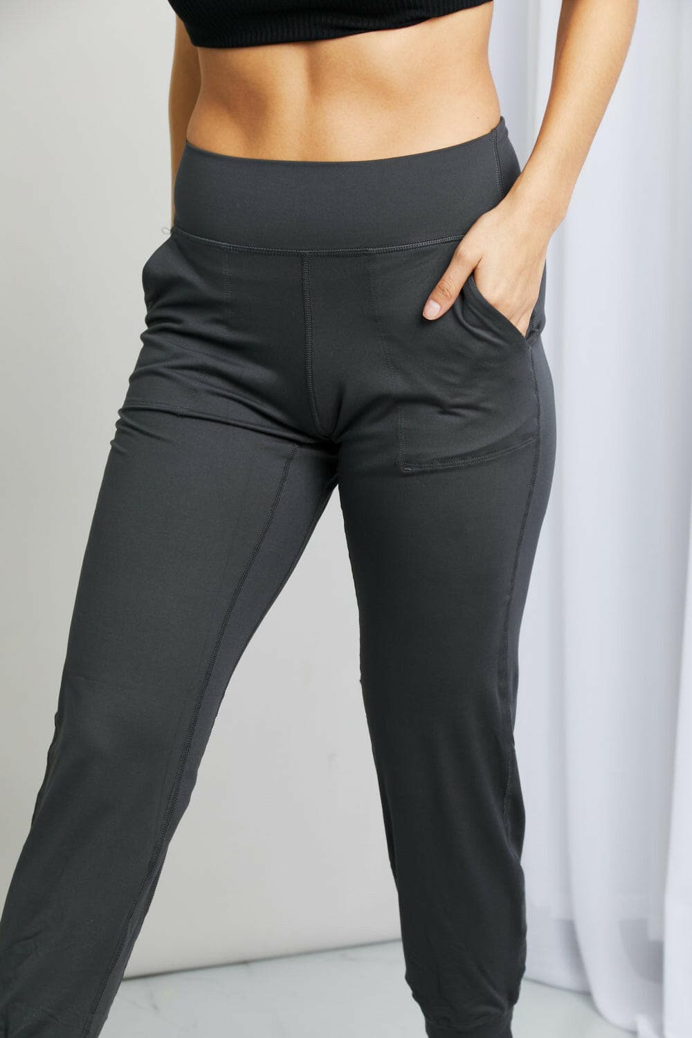 Leggings Depot Full Size Wide Waistband Cropped Joggers.