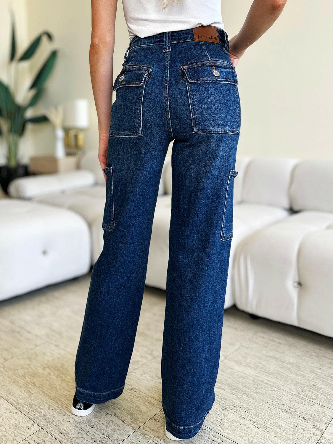 Judy Blue Full Size High Waist Straight Cargo Jeans.