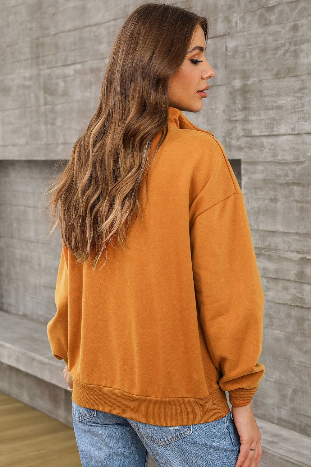 Quarter Zip Dropped Shoulder Sweatshirt.