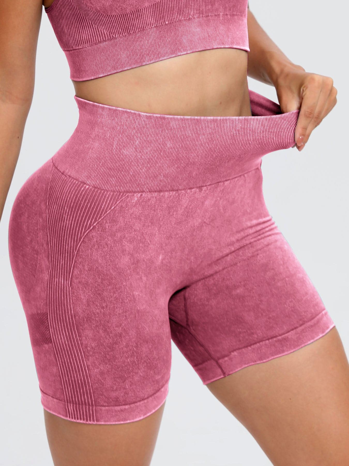 Washed High Waist Active Shorts.