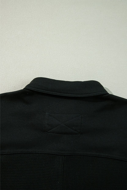 Black oversized shacket with patchwork