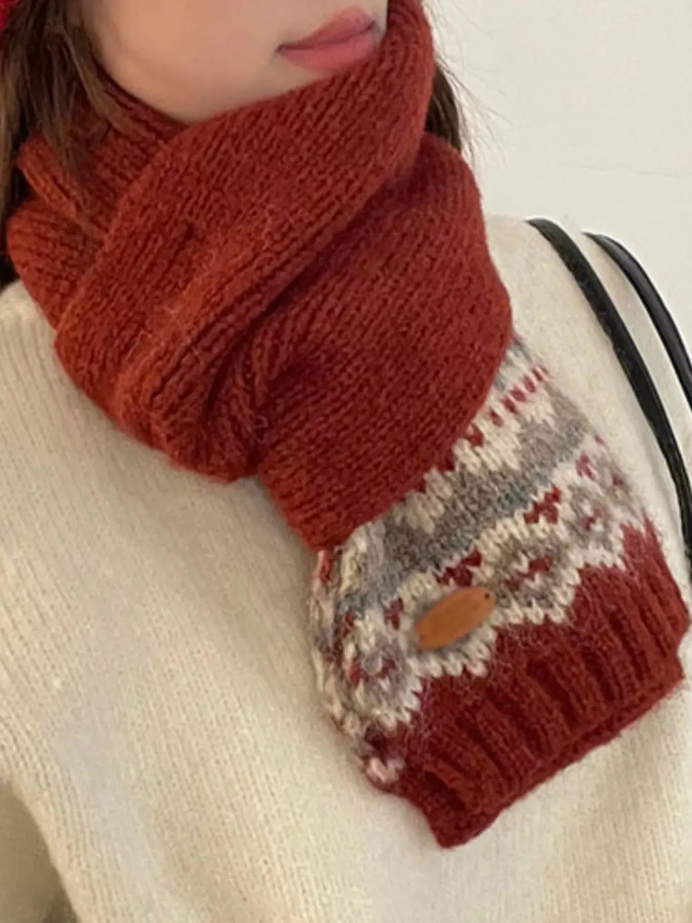 Nordic Pattern Knitted Winter Scarf Simply Love