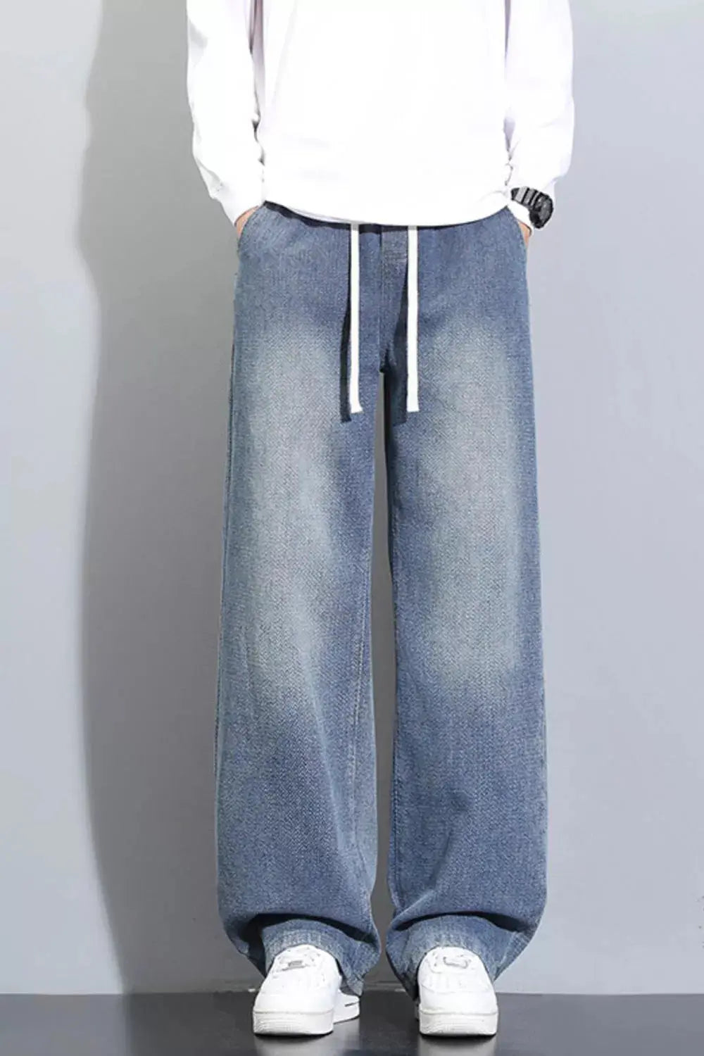 Men's Full Size Vintage Wash Wide Leg Jeans Plus Size Simply Love