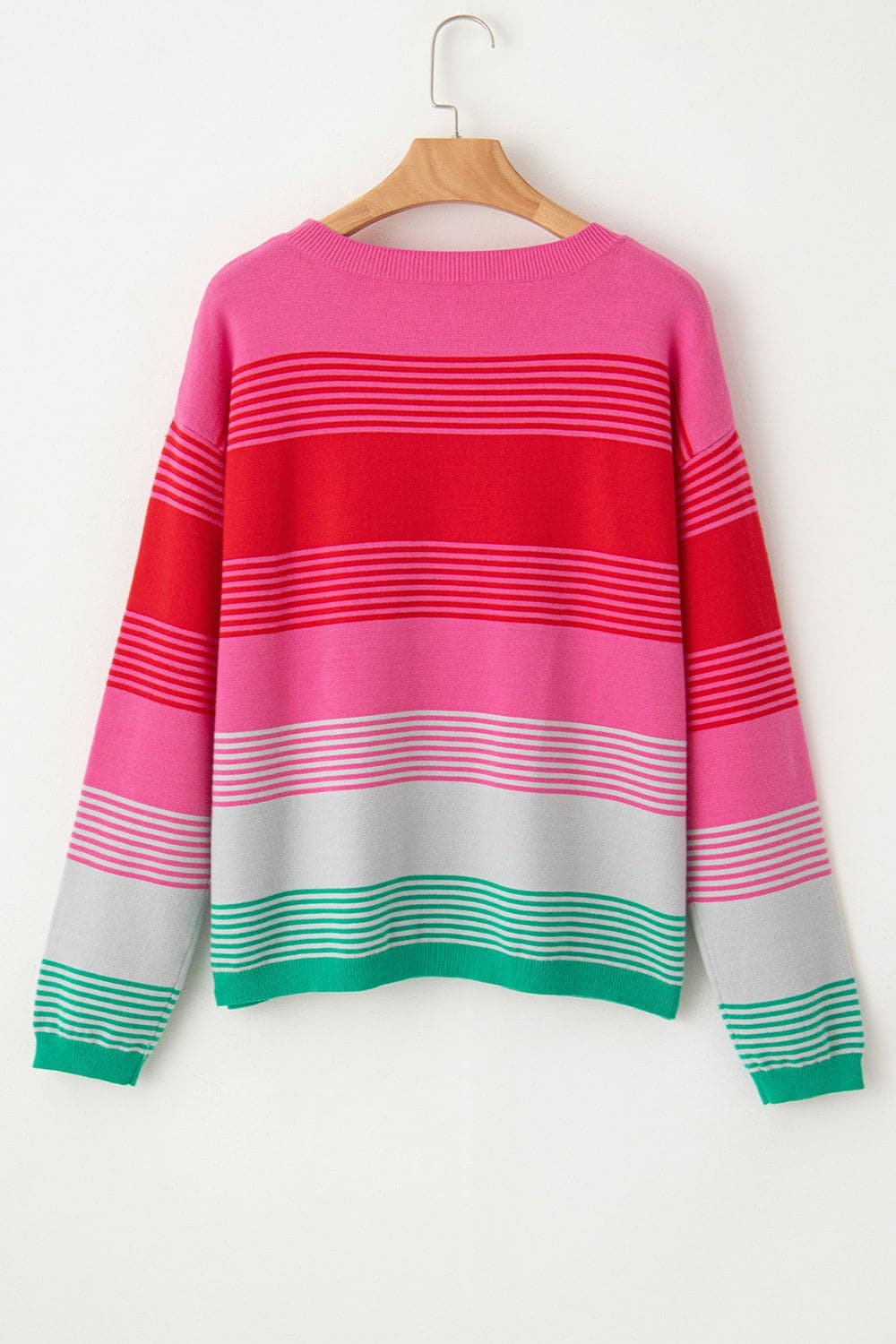 Color Block Round Neck Sweater.