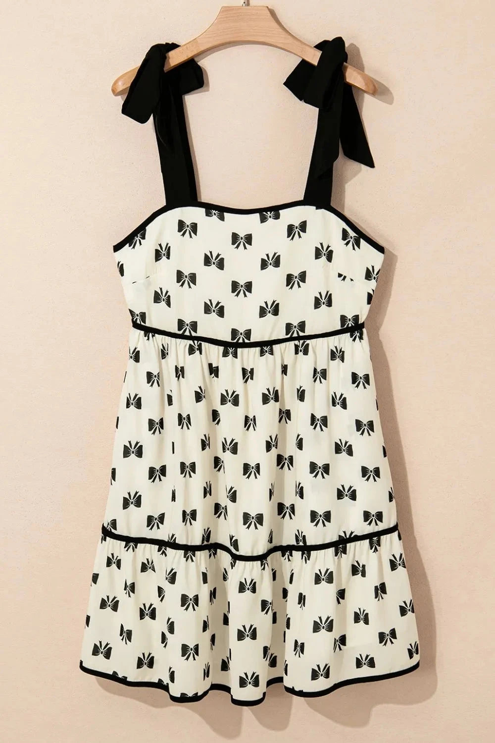 Bow Knot Color Contrast Trim Knotted Shoulder Mini Dress Simply Love
