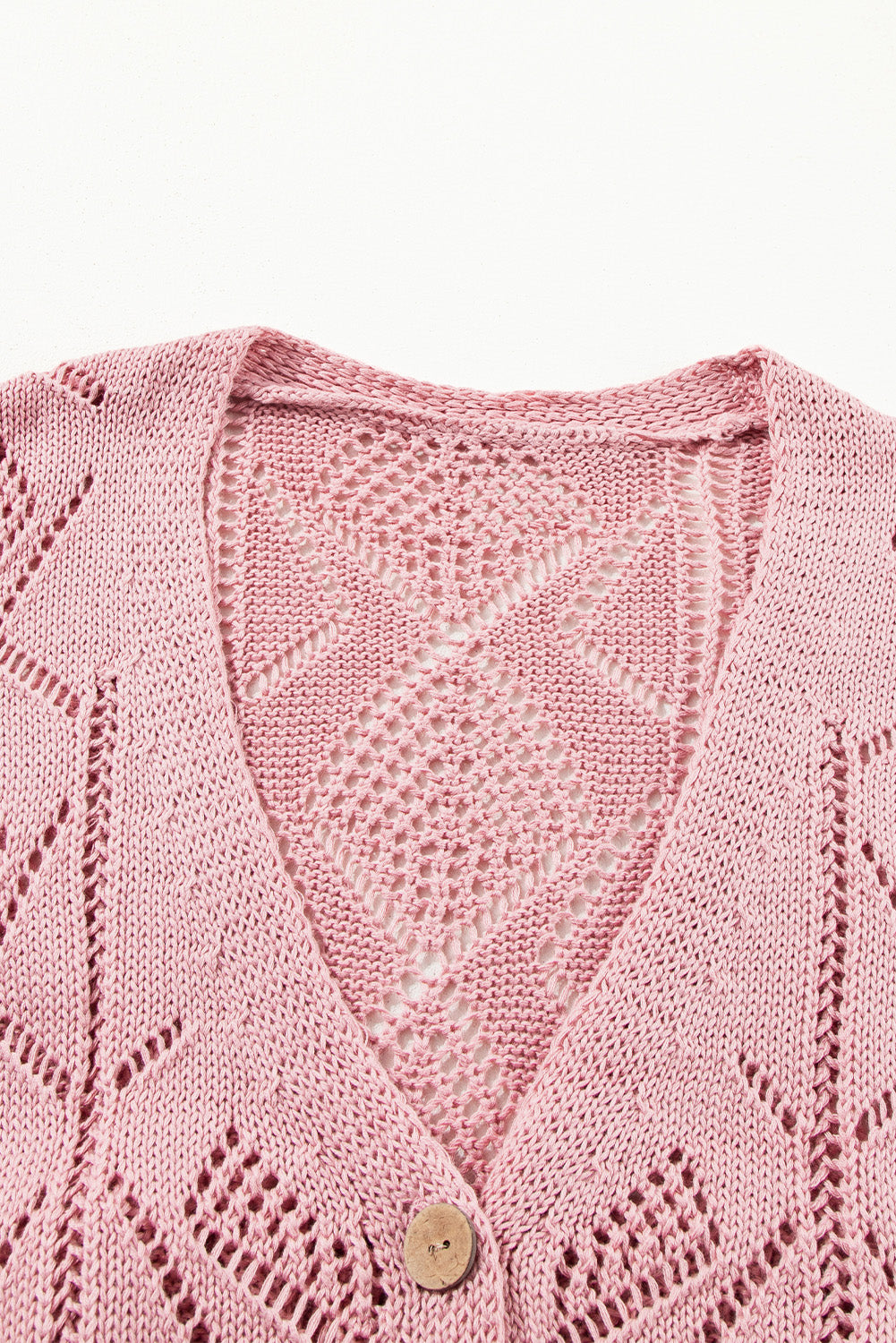 Plus size pink open knit cardigan