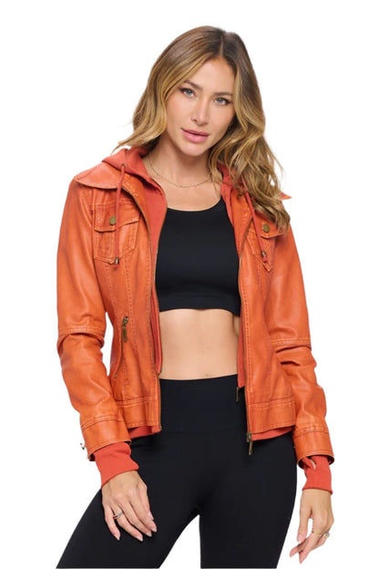 Stylish double zip hooded jacket with long sleeves