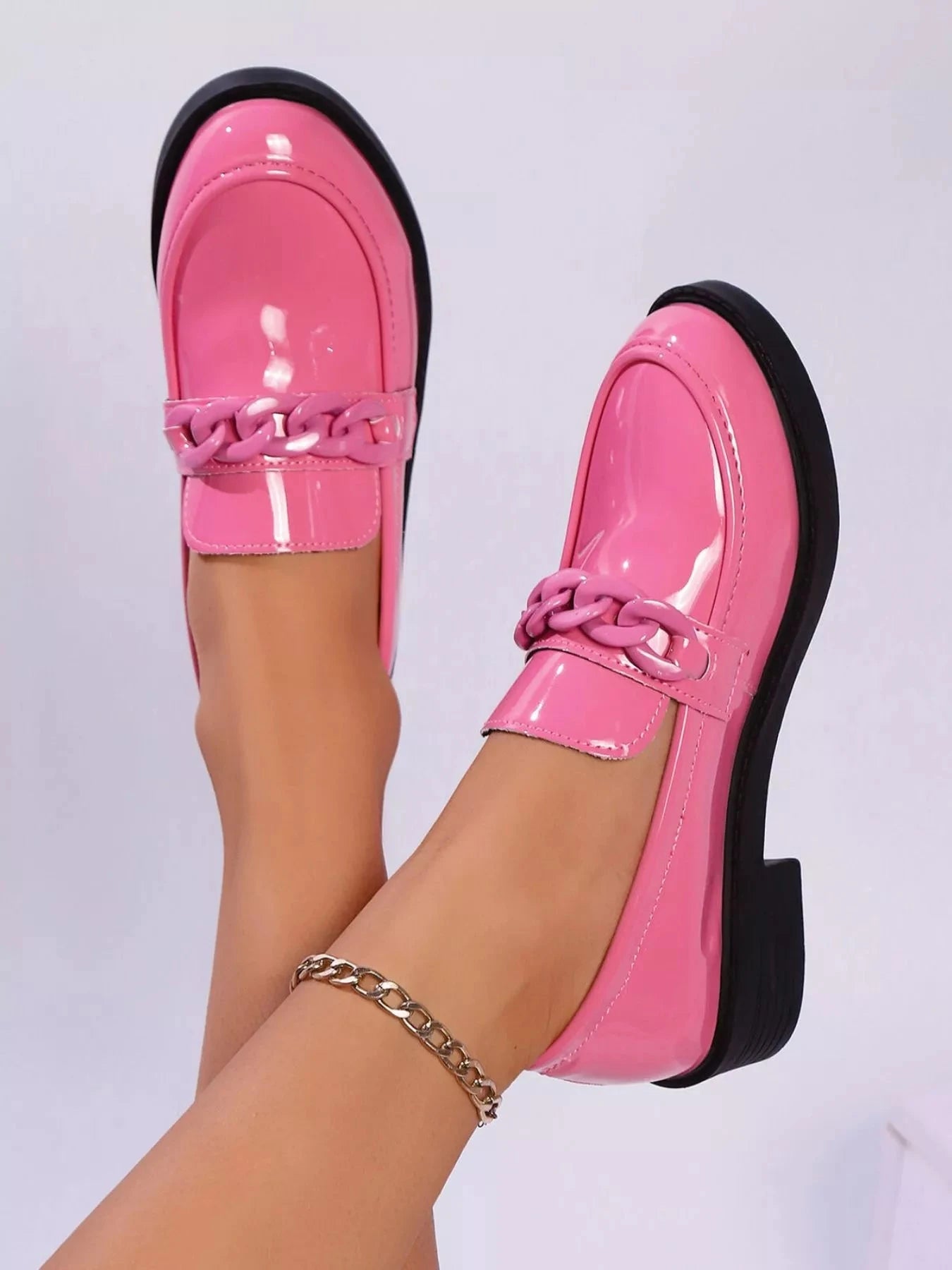 Luxe Shine Chain-Link Loafers Coco’s Tee Boutique