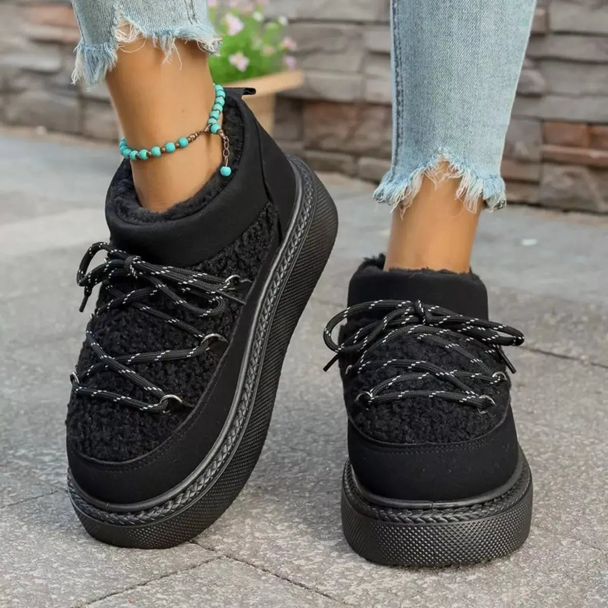 Cozy Plush Lined Lace-Up Platform Winter Boots Simply Love