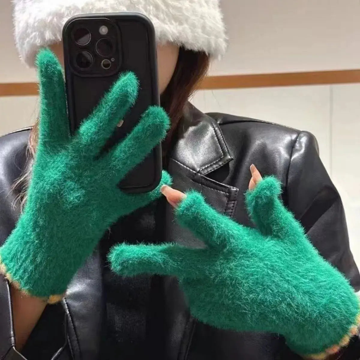 Fuzzy Knit Gloves Simply Love