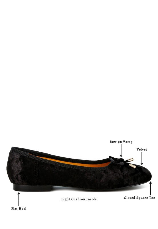 Buckrose velvet bow flats for women