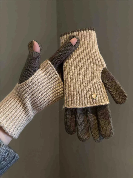Two-Tone Knitted Gloves Simply Love