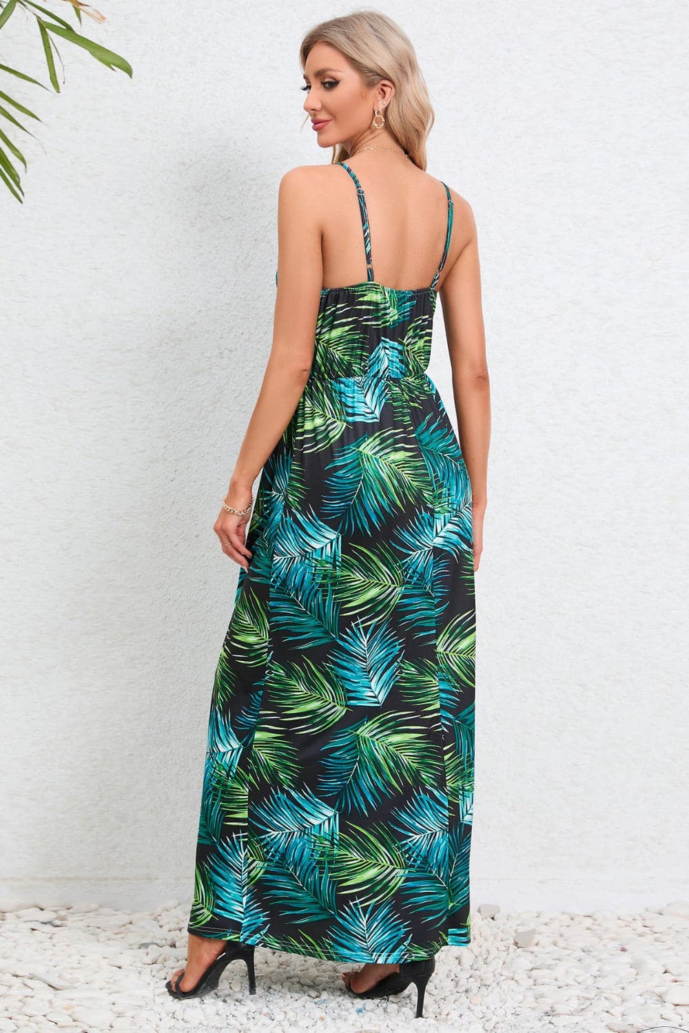 Printed Surplice Maxi Cami Dress.