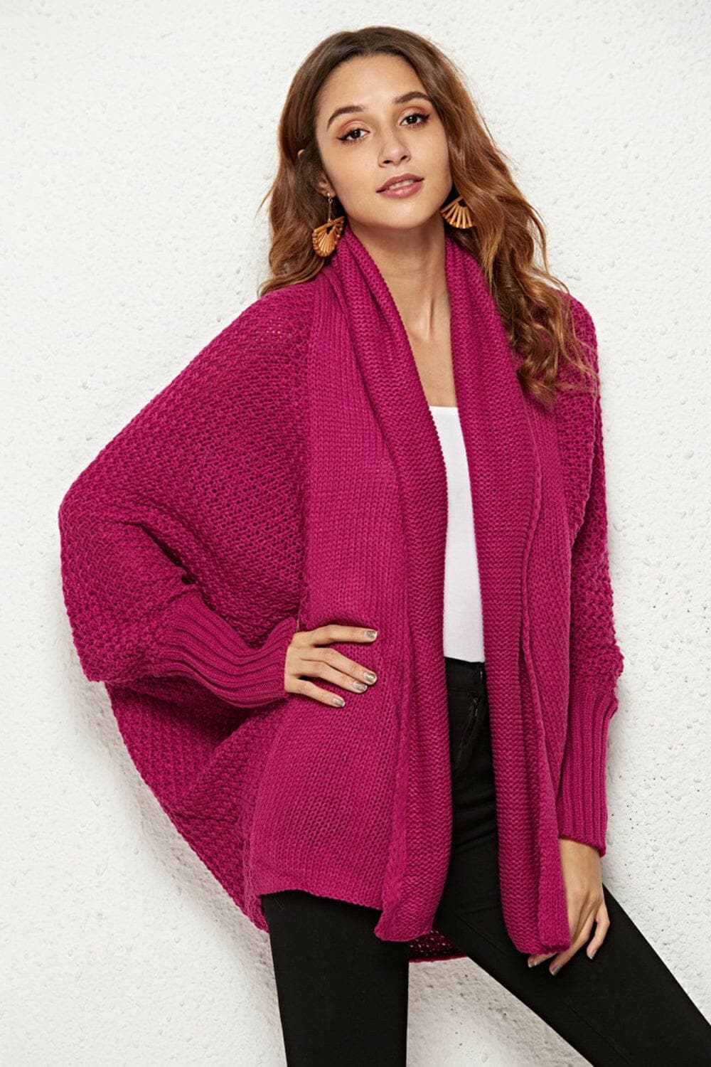 Open Front Batwing Sleeve Cardigan.