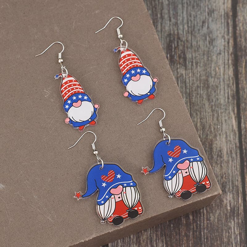 2 Pair Acrylic Gnome Earrings.