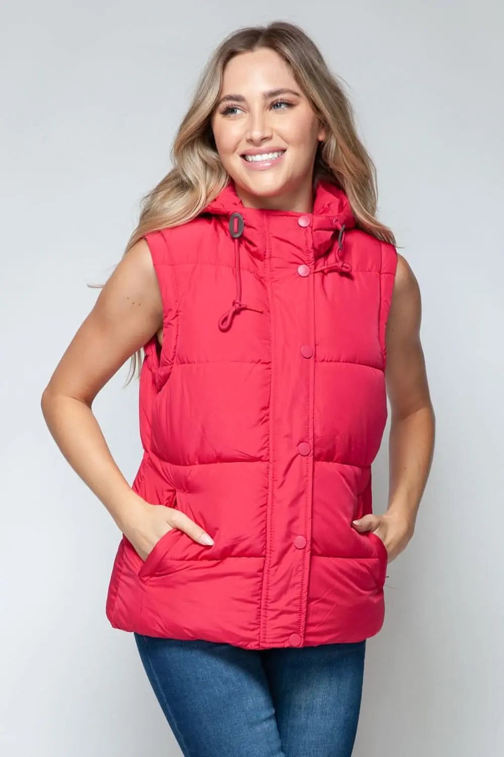 Snobbish hooded vest with zip and snap closures - Love Salve 