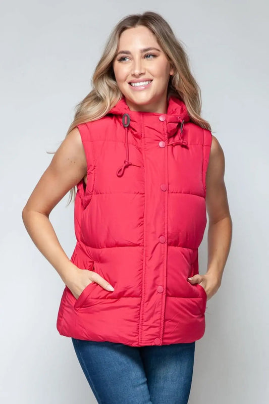 Snobbish hooded vest with zip and snap closures - Love Salve 