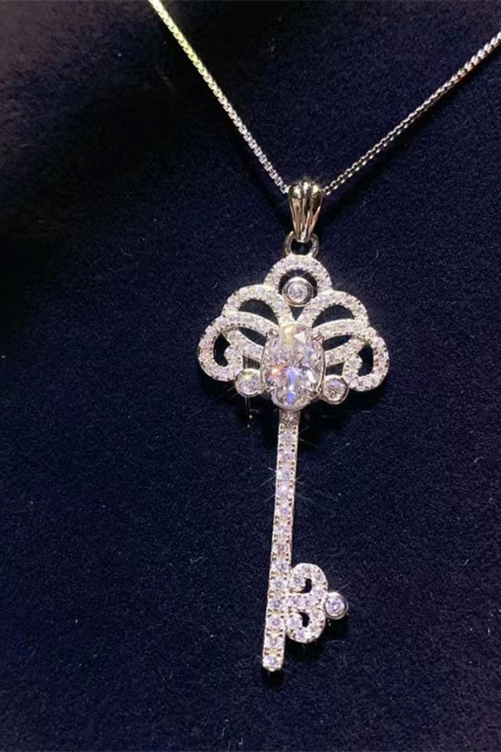 1 Carat Moissanite Key Pendant Necklace Coco’s Tee Boutique