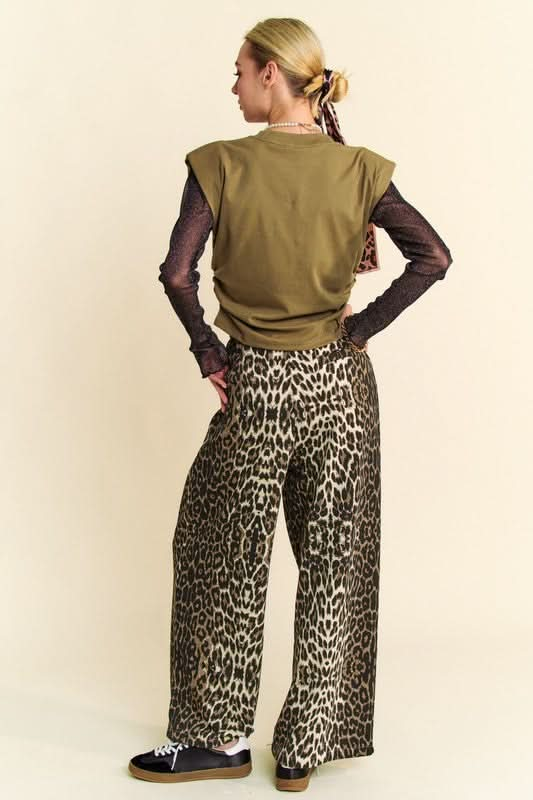 Leopard Print Wide Leg Trousers by Davi & Dani