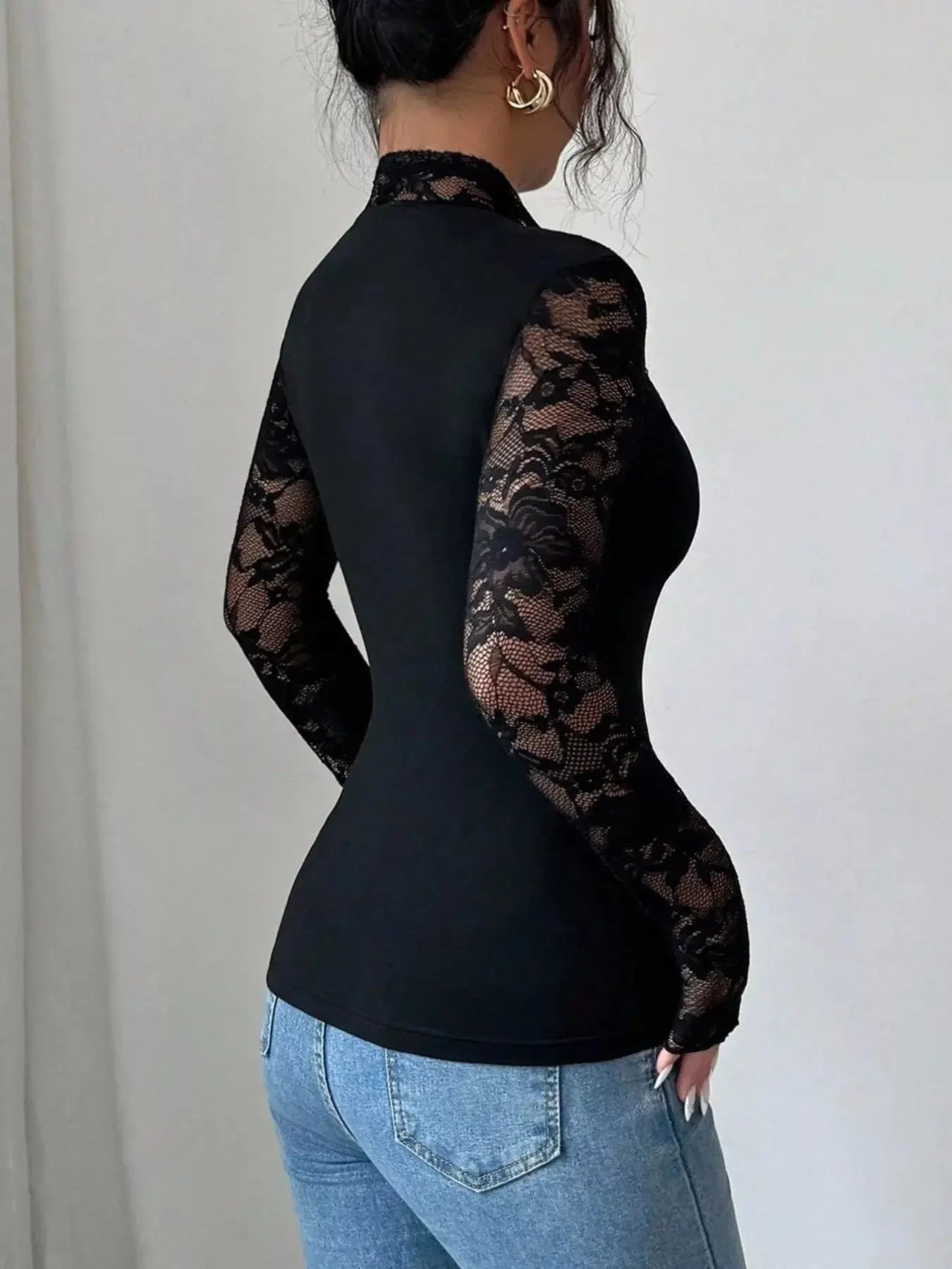 Lace Sleeve Long Sleeve T-Shirt Simply Love